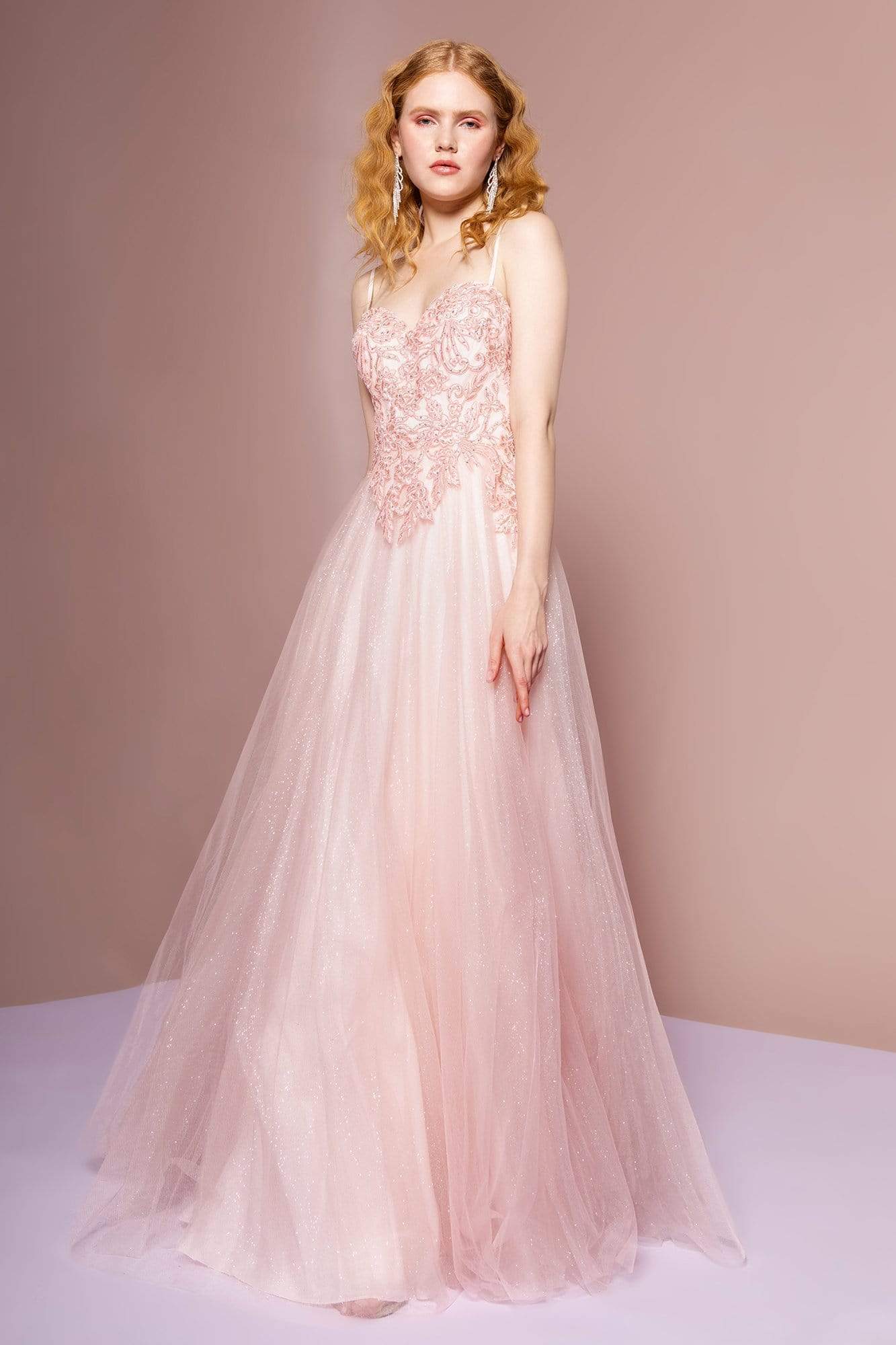 Image of Elizabeth K - GL2694 Embroidered Bodice Glitter A-Line Gown