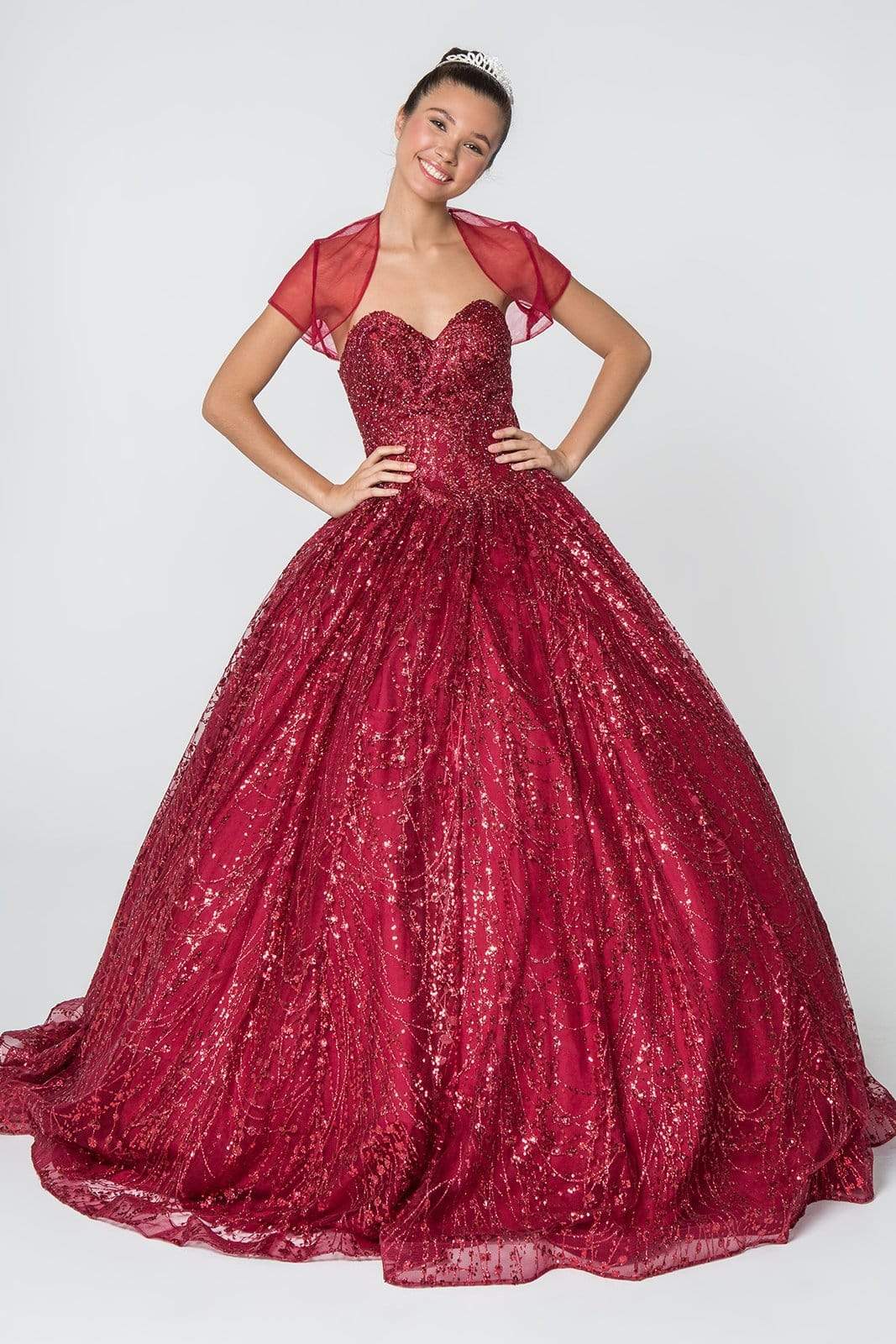 Image of Elizabeth K - GL2804 Embellished Sweetheart Ballgown with Bolero