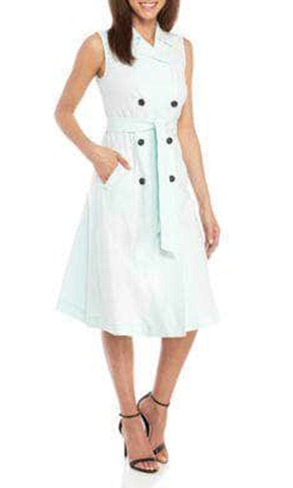 Image of Ellen Tracy ETMS9WD168 - Sleeveless Collared Tea-Length Dress