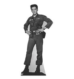 Image of Elvis Presley Army Fatigues Talking Cardboard Cutout