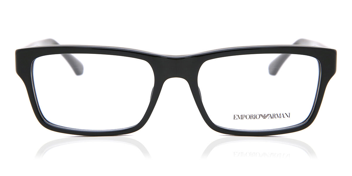 Image of Emporio Armani EA3050F Asian Fit 5017 55 Svarta Glasögon (Endast Båge) Män SEK