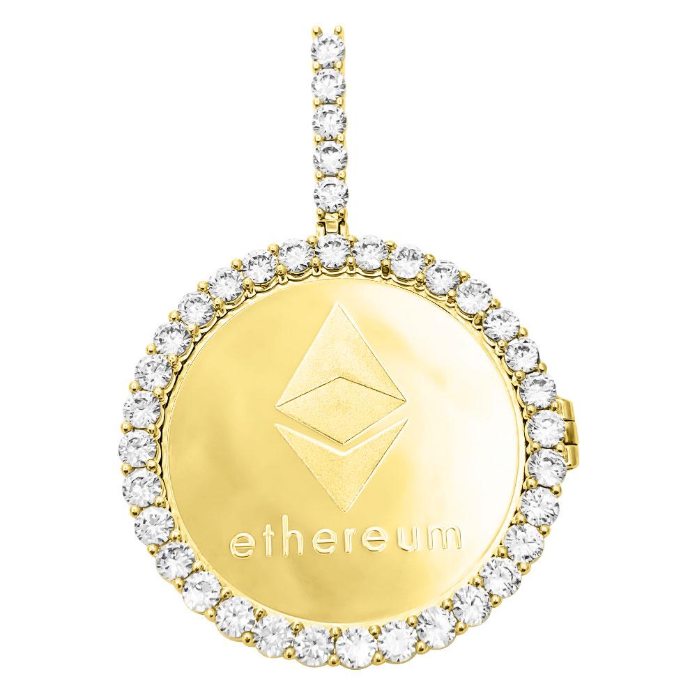 Image of Ethereum Coin Iced Out Frame Pendant ID 40997024104641