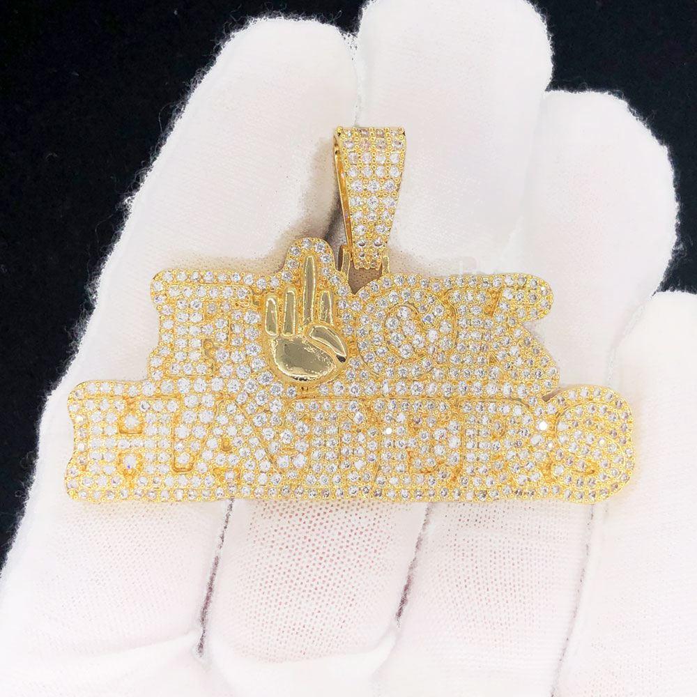 Image of F Haters Middle Finger Iced Out Hip Hop Pendant ID 38005195309249