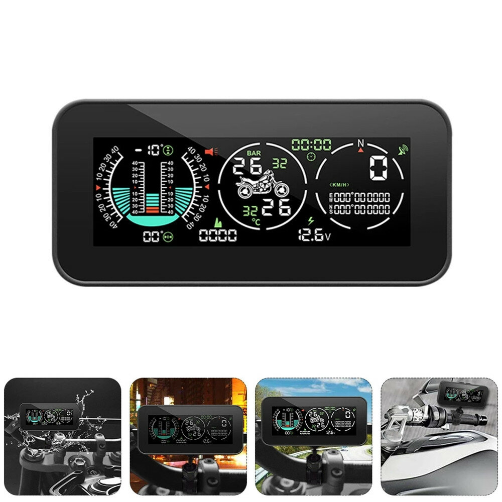 Image of F3 HUD 0-5BAR TPMS Monitor Tire Pressure Monitoring GPS MX10 Waterproof Gradienter Escort Instrument for Motorcycle