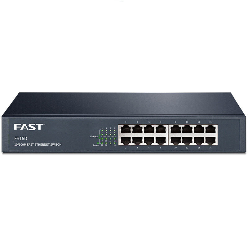 Image of FAST 16 Port Unmanaged Ethernet Switch Network Switch Metal Ethernet Splitter Traffic Optimization Desktop Plug and Play