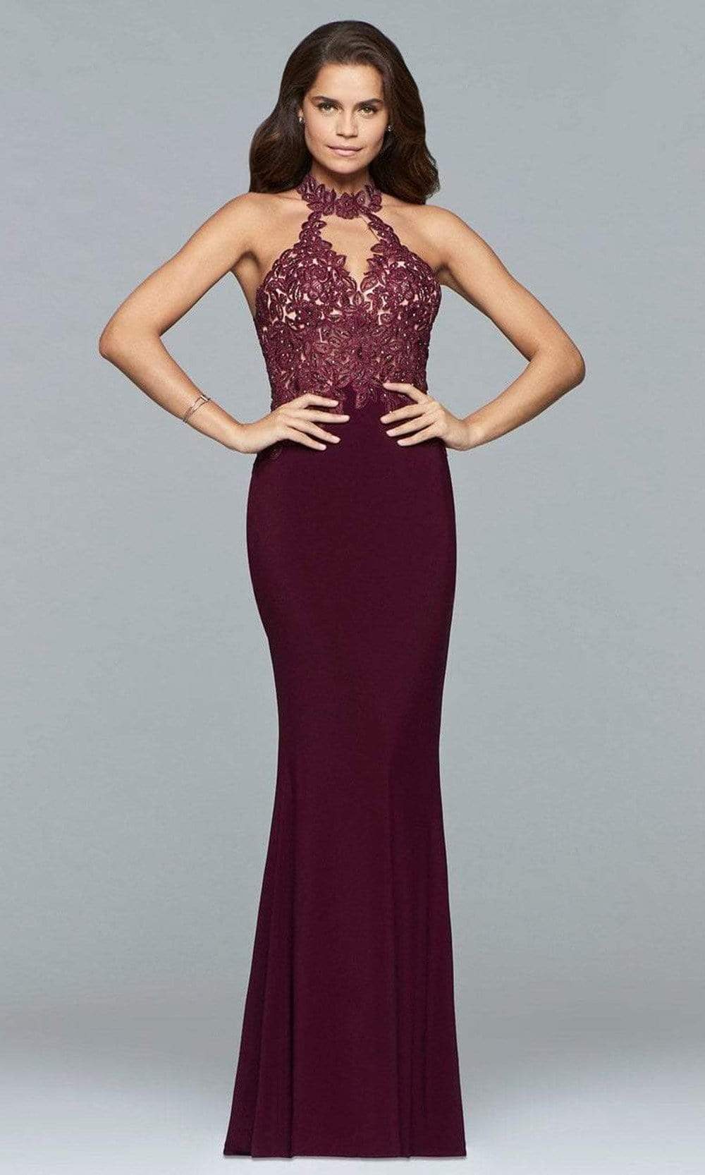 Image of Faviana - 7750 High Halter Cutout Sheath Gown