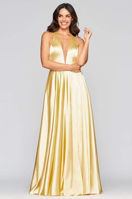 Image of Faviana - S10403 Deep V-neck Charmeuse A-line Gown