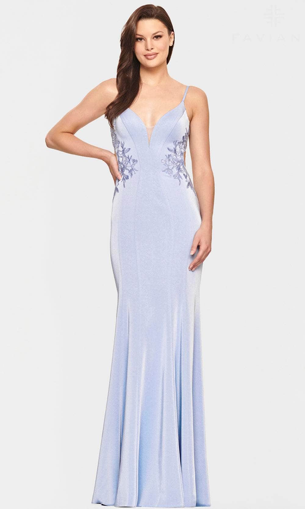 Image of Faviana S10815 - Lace Applique Cutout Evening Gown