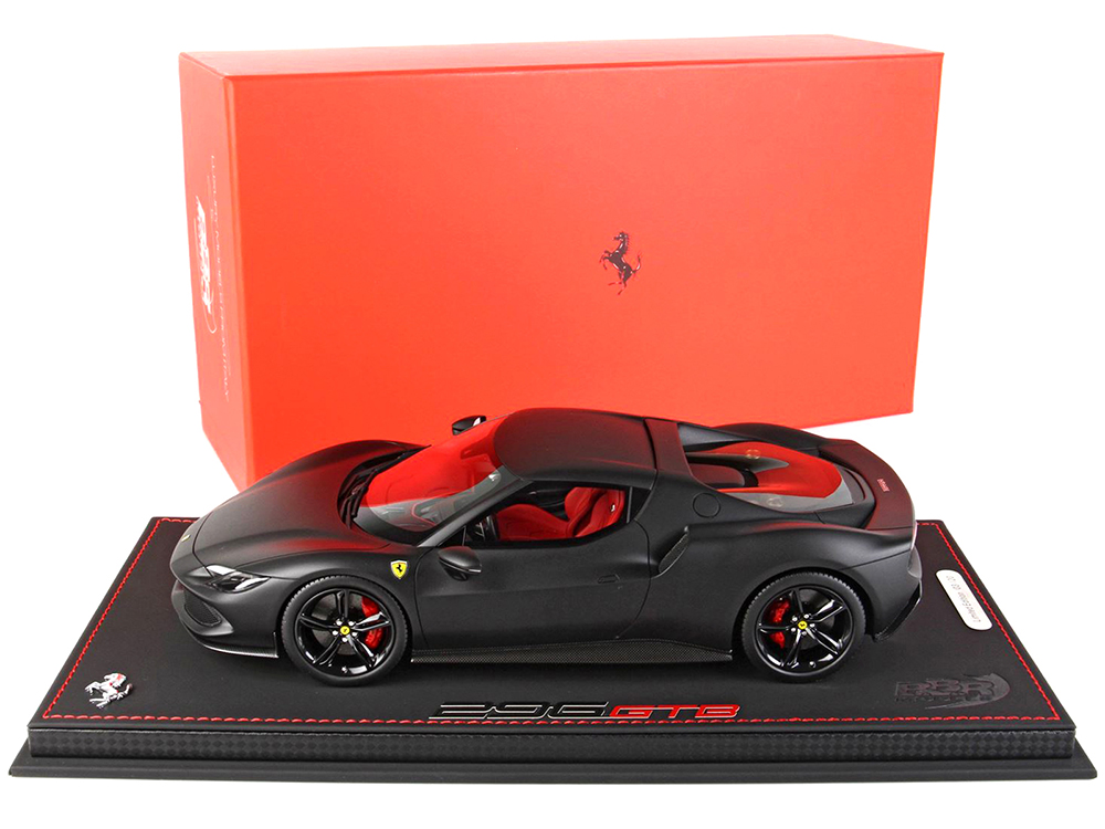 Image of Ferrari 296 GTB Matt Black with DISPLAY CASE Limited Edition to 20 pieces Worldwide 1/18 Model Car by BBR