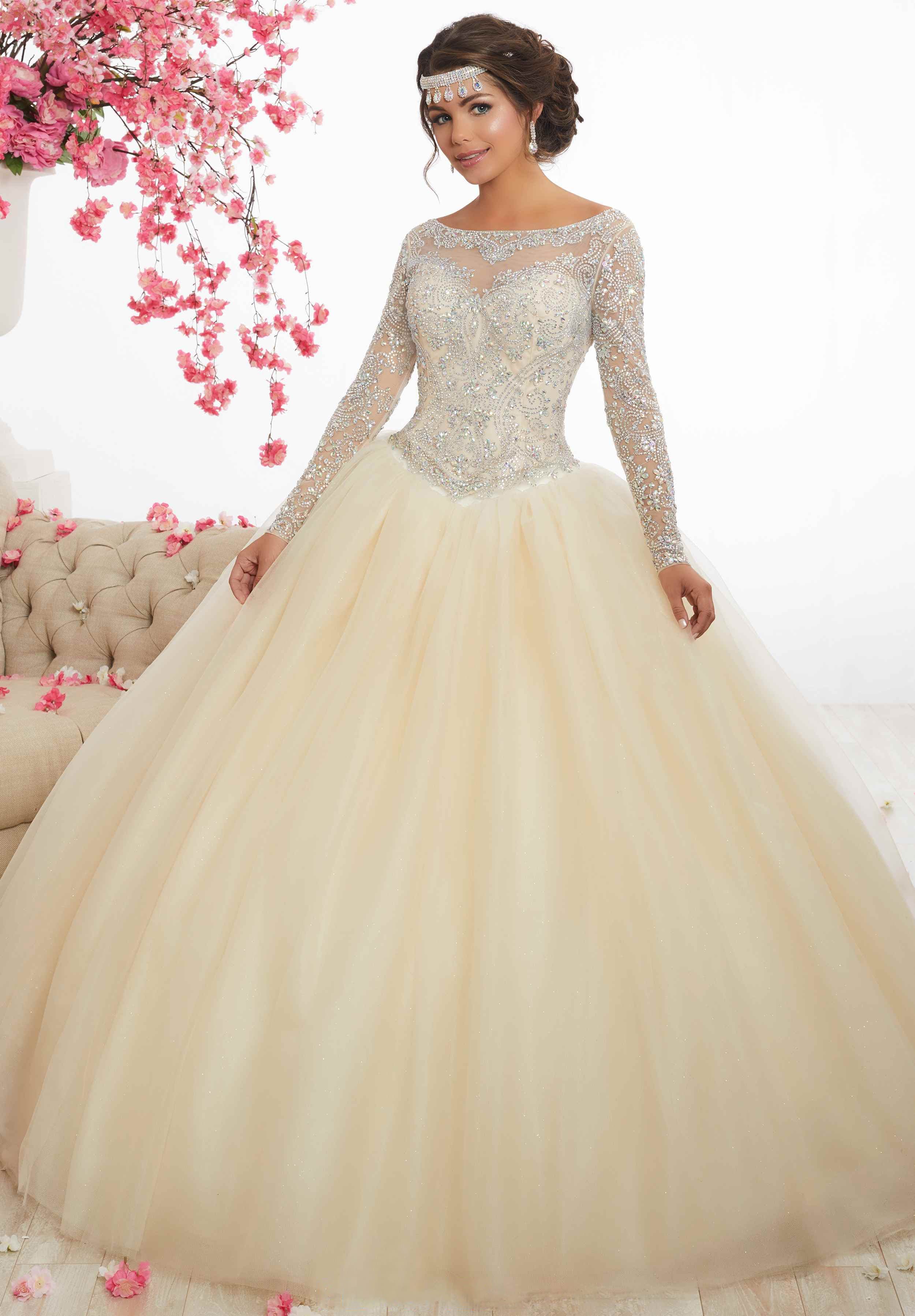 Image of Fiesta Gowns - 56347 Embellished Long Sleeve Ballgown