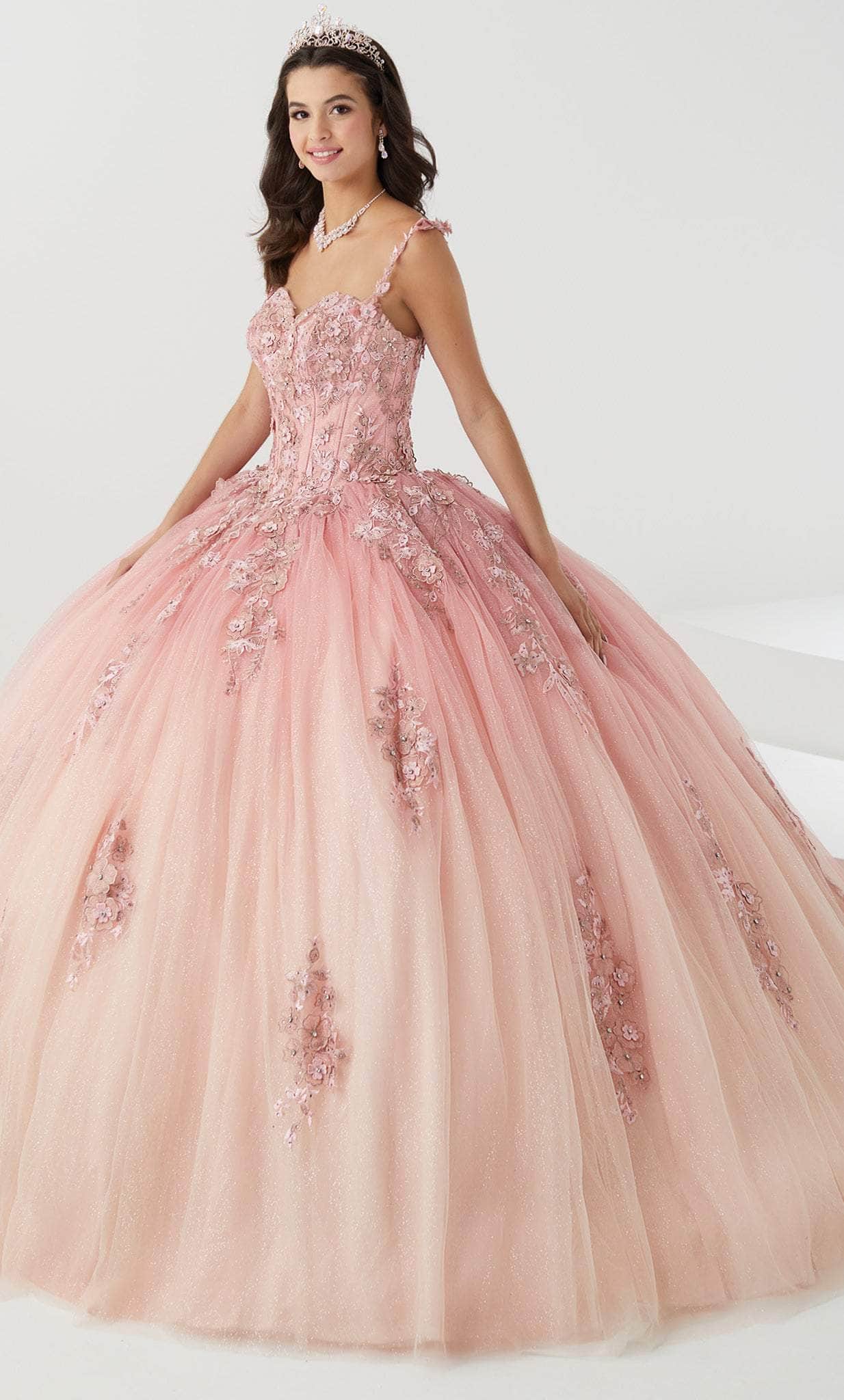 Image of Fiesta Gowns 56470 - Corseted Floral Princess Ballgown