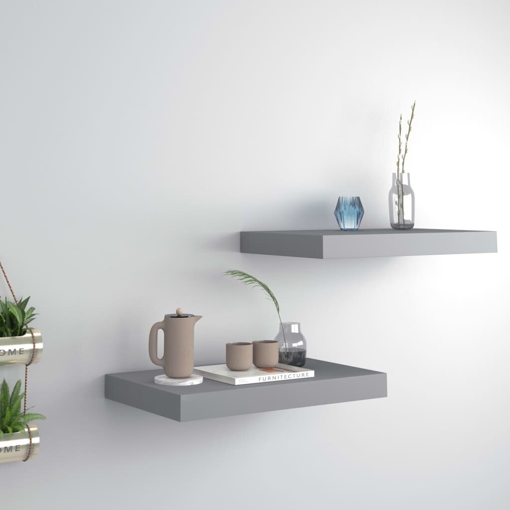Image of Floating Wall Shelves 2 pcs Gray 157"x91"x15" MDF
