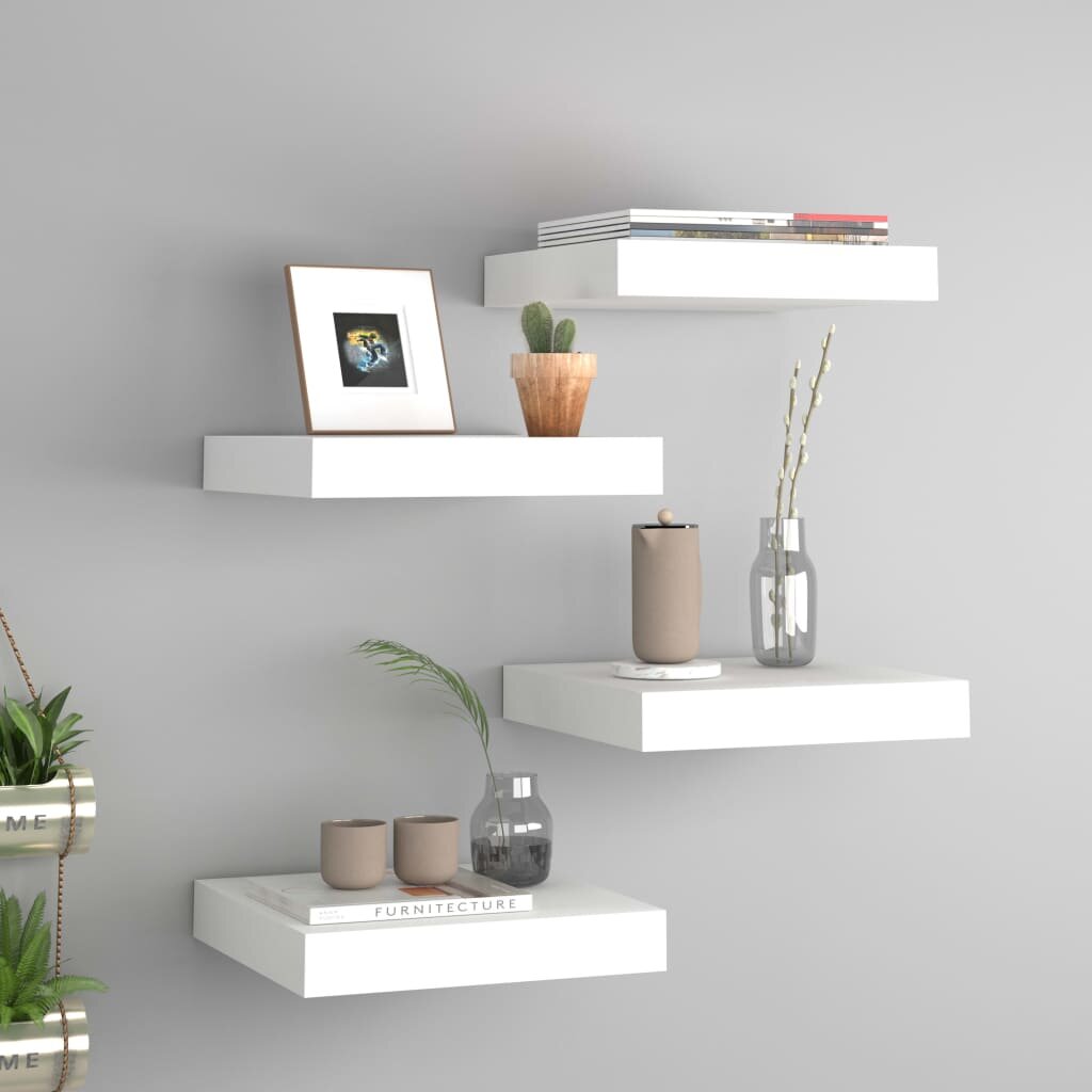 Image of Floating Wall Shelves 4 pcs White 91"x93"x15" MDF