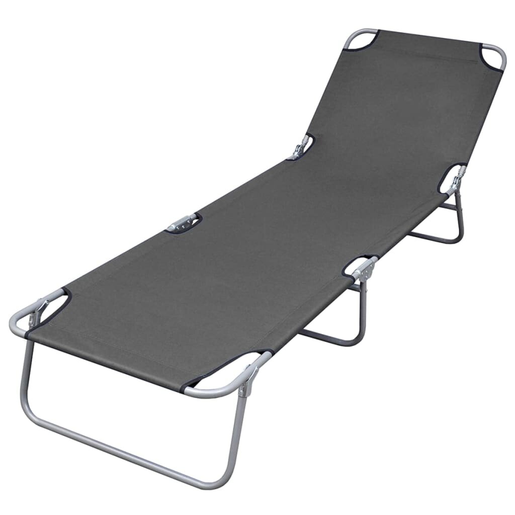 Image of Foldable Sunlounger with Adjustable Backrest Gray