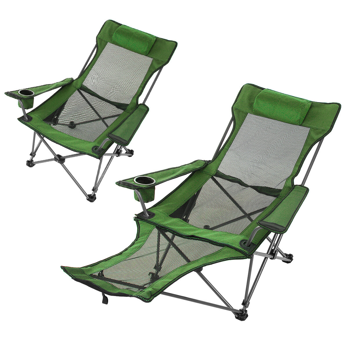Image of Folding Chair Portable Beach Lunch Nap Chair Picnic Barbecue Office Recliner Chair Outdoor Camping