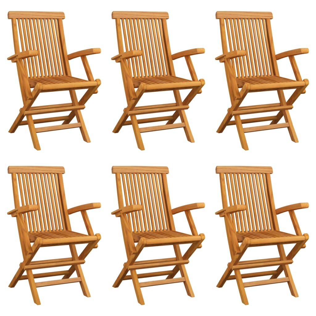 Image of Folding Garden Chairs 6 pcs Solid Teak Wood