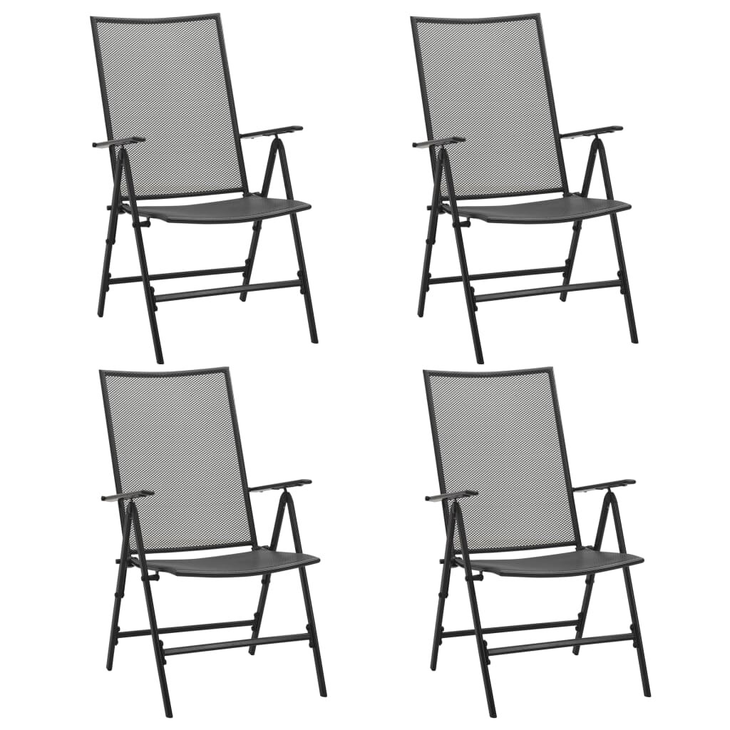 Image of Folding Mesh Chairs 4 pcs Steel Anthracite