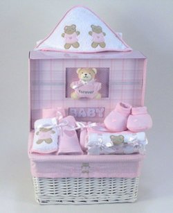 Image of Forever Baby Book & Layette Baby Girl Gift Basket