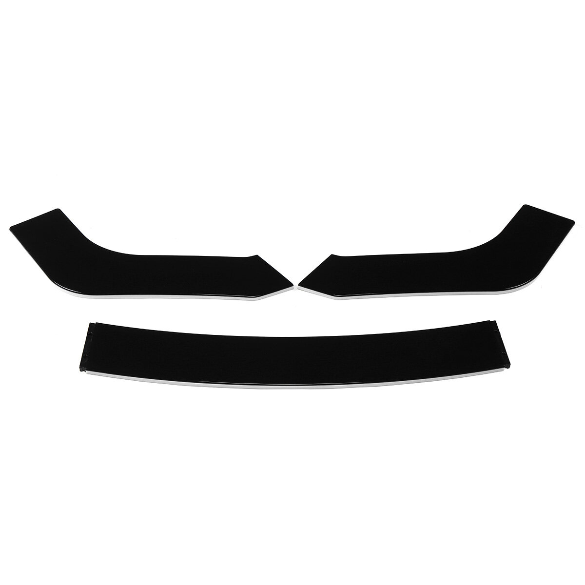 Image of Front Lip Chin Bumper Protector Body Kits Black with White Line Fits Universal Car Bumper Exterior Body Accessories