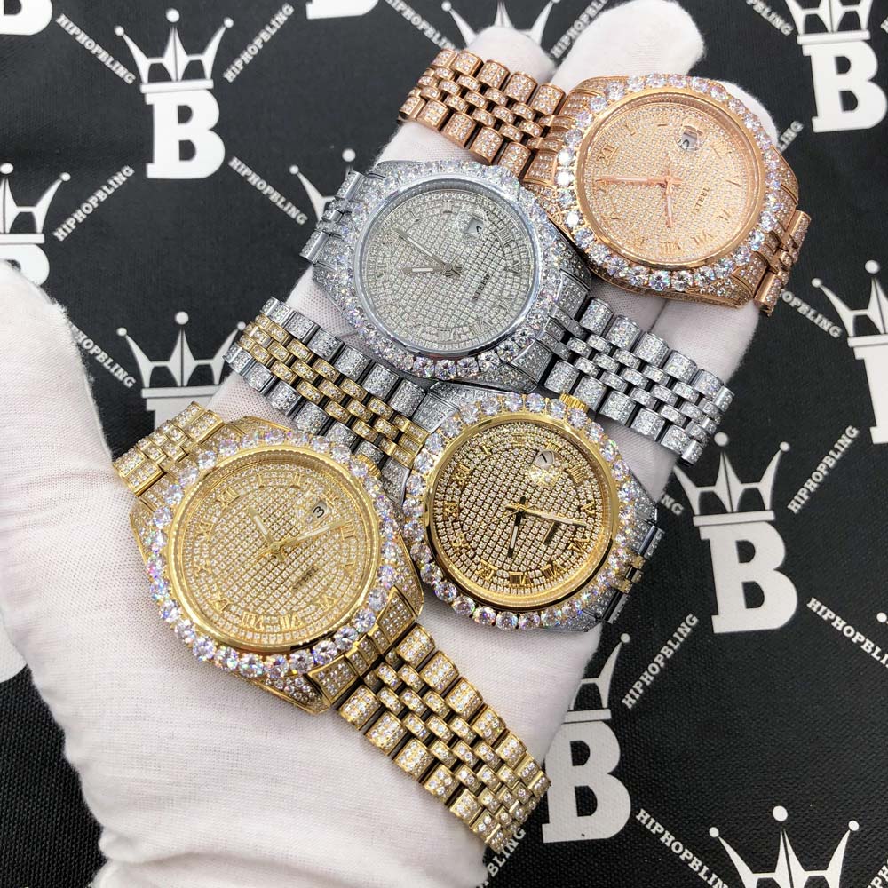 Image of Full Bustdown Jubilee Iced Out Watch 4 Colors ID 41881425281217