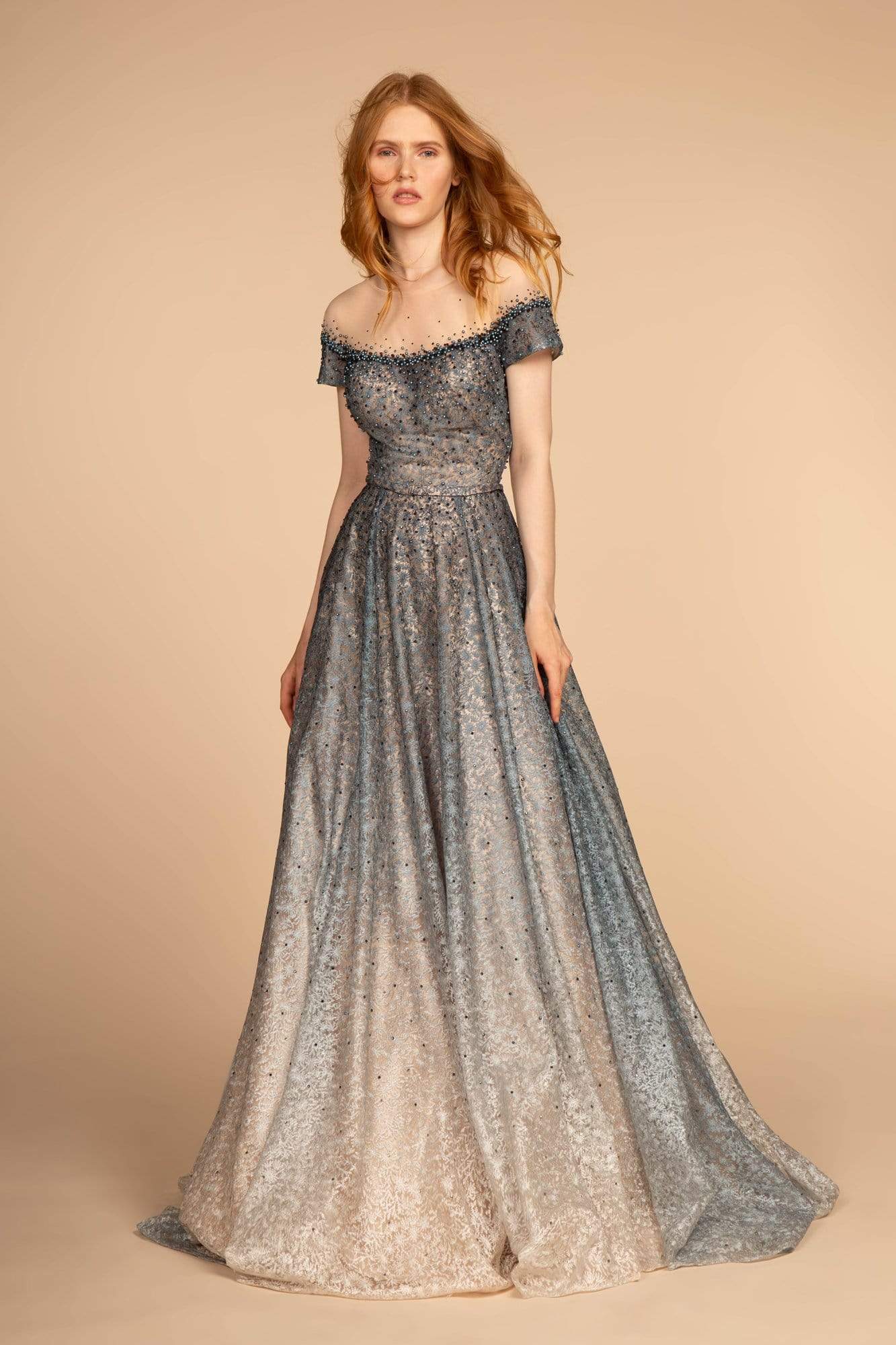 Image of GLS by Gloria - GL2558 Two Tone Embellished Lace A-line Gown