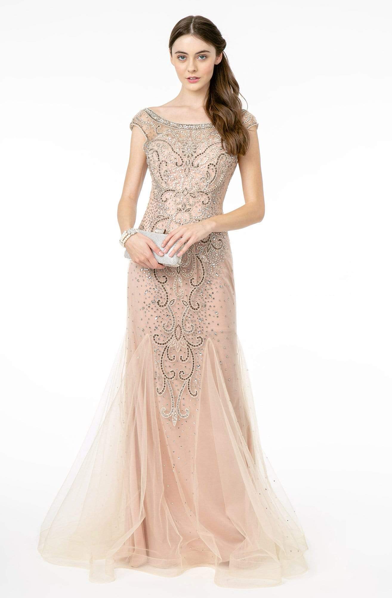 Image of GLS by Gloria - GL2945 Embellished Bateau Trumpet Dress