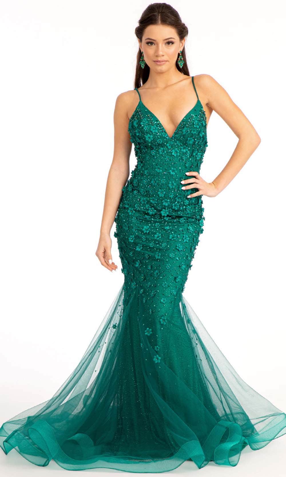 Image of GLS by Gloria GL3000 - Sleeveless V-neck Evening Gown