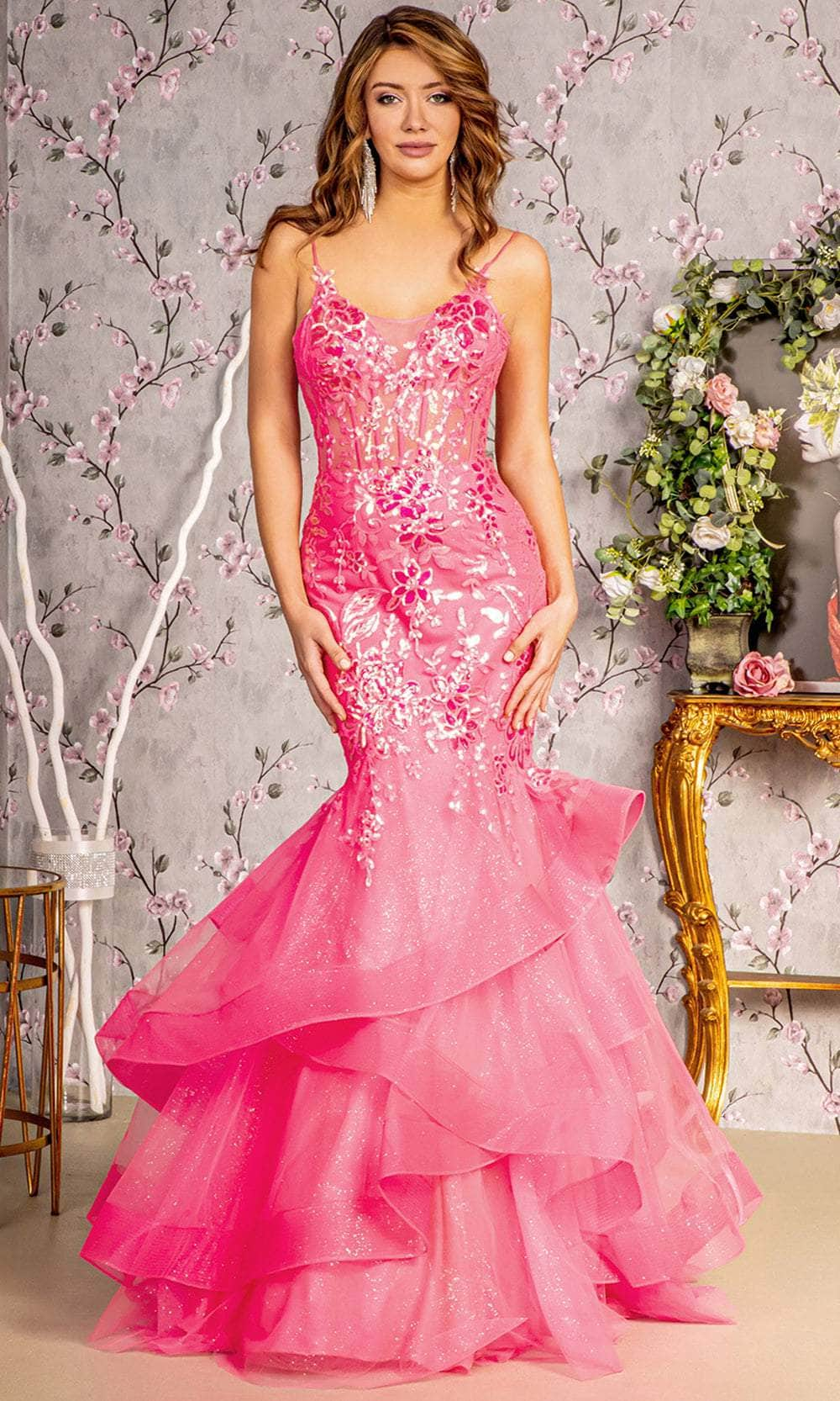 Image of GLS by Gloria GL3205 - Ruffled Trumpet Evening Dress