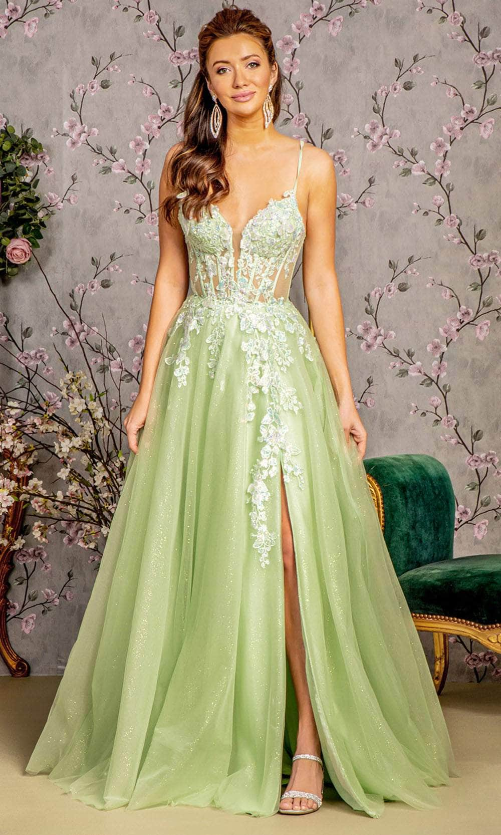 Image of GLS by Gloria GL3212 - Applique Embellished A-Line Prom Gown