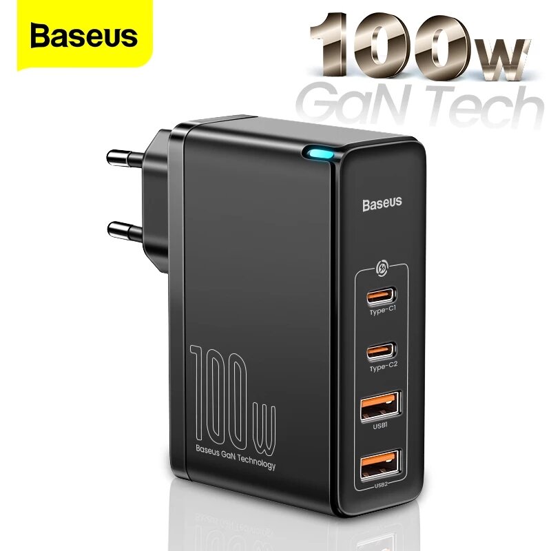 Image of [GaN Tech] Baseus GaN2 Pro 100W USB PD 4-Port Wall Charger Dual 100W USB-C PPS PD Dual 60W USB-A QC30 With 100W USB-C t