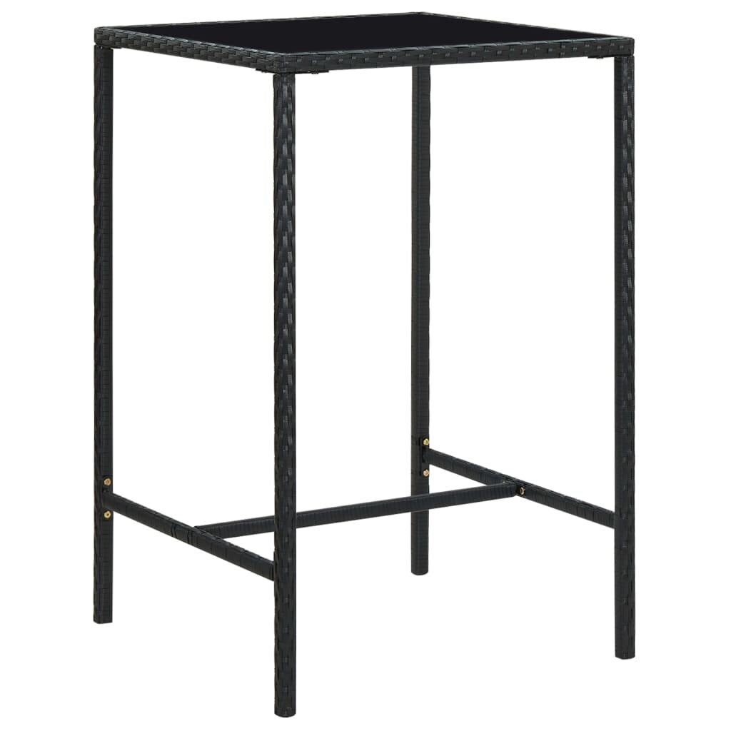 Image of Garden Bar Table Black 276"x276"x433" Poly Rattan and Glass