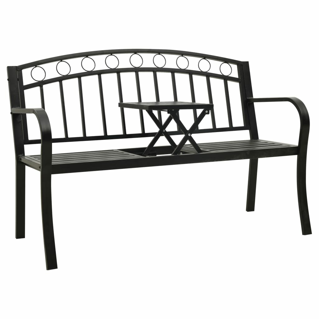 Image of Garden Bench with a Table 492" Steel Black