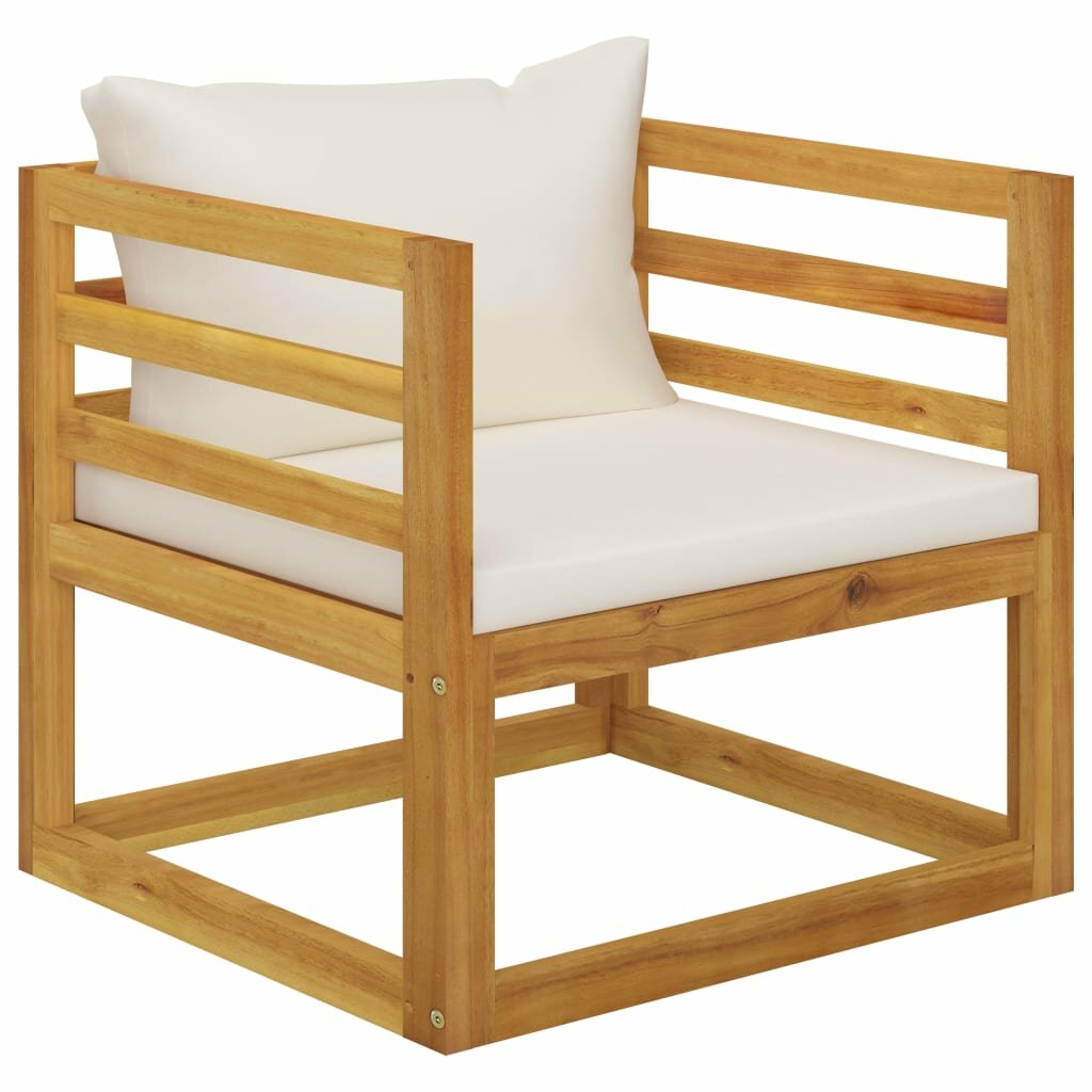 Image of Garden Chair with Cream Cushions Solid Acacia Wood