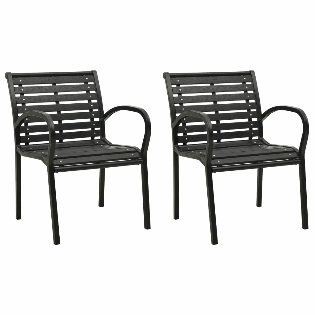 Image of Garden Chairs 2 pcs Steel and WPC Black