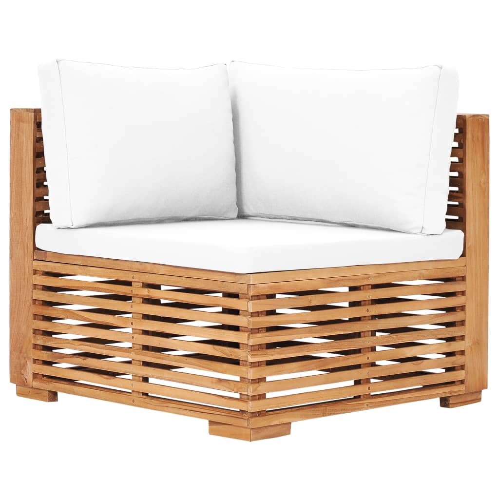 Image of Garden Corner Sofa with Cream Cushion Solid Teak Wood