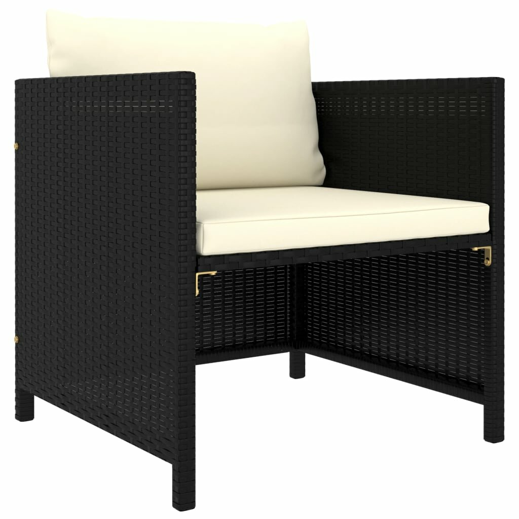 Image of Garden Sofa with Cushions Black Poly Rattan