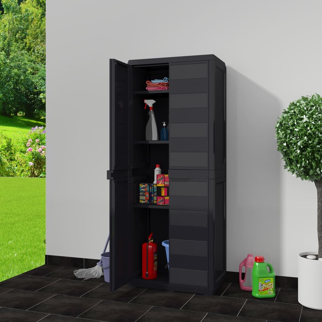 Image of Garden Storage Cabinet with 3 Shelves Black