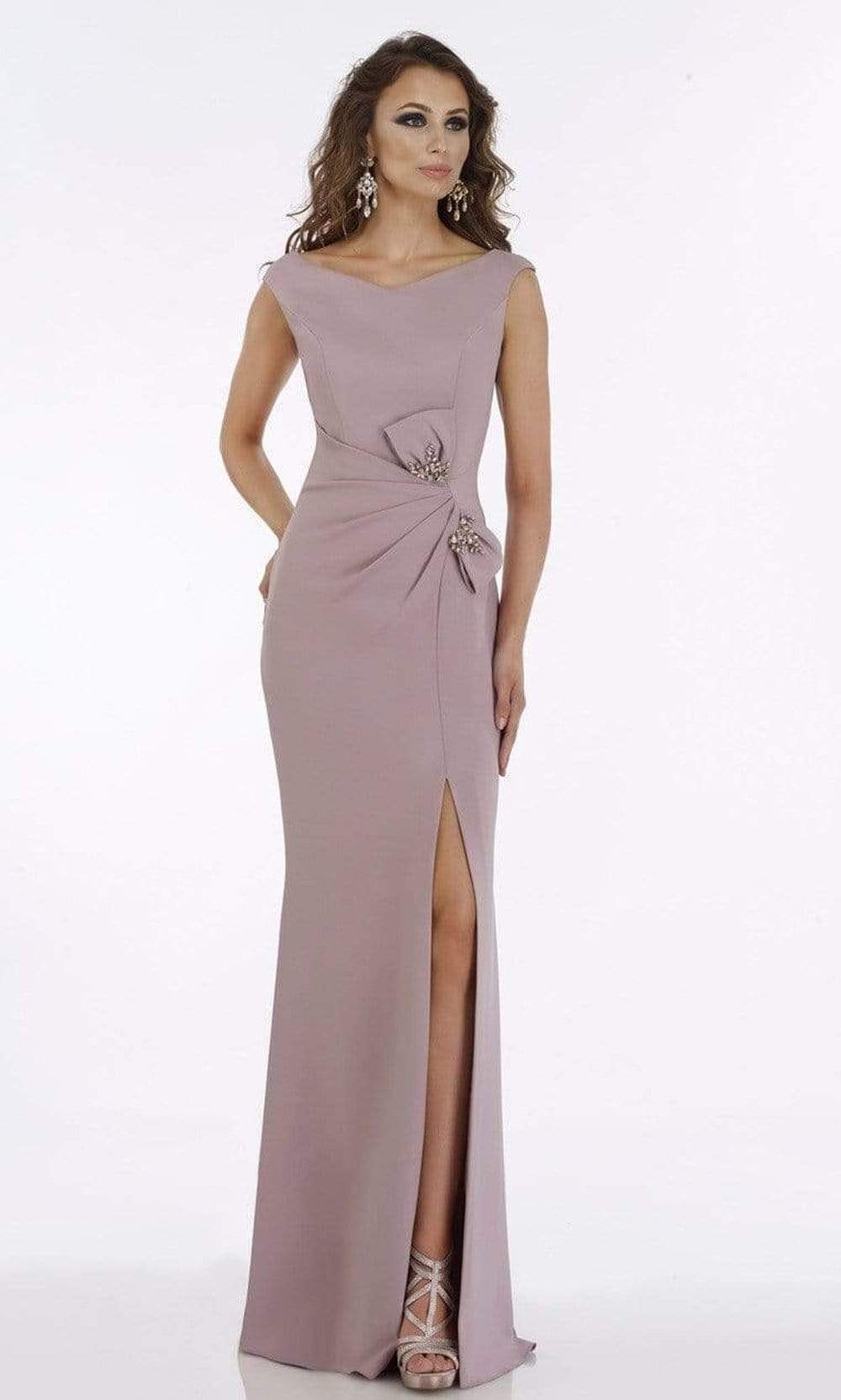 Image of Gia Franco - 12921 Embellished Bateau Trumpet Dress With Slit