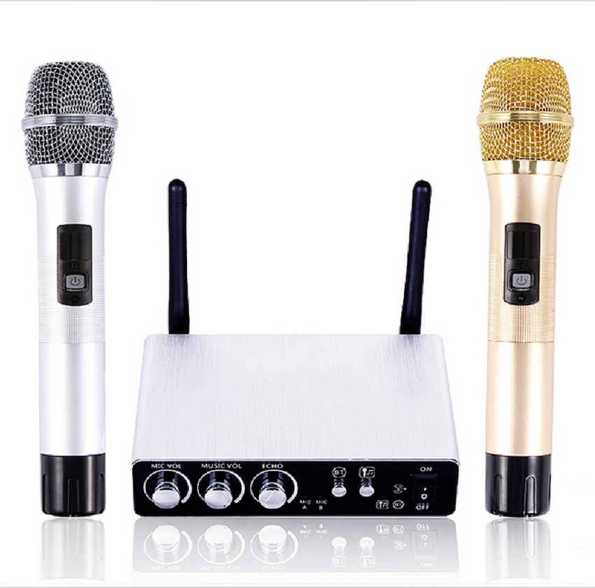 Image of Gitafish K28 Wireless Handheld Microphone System with 2 Cordless Mics and Receiver Box Professional Live Equipment Optio