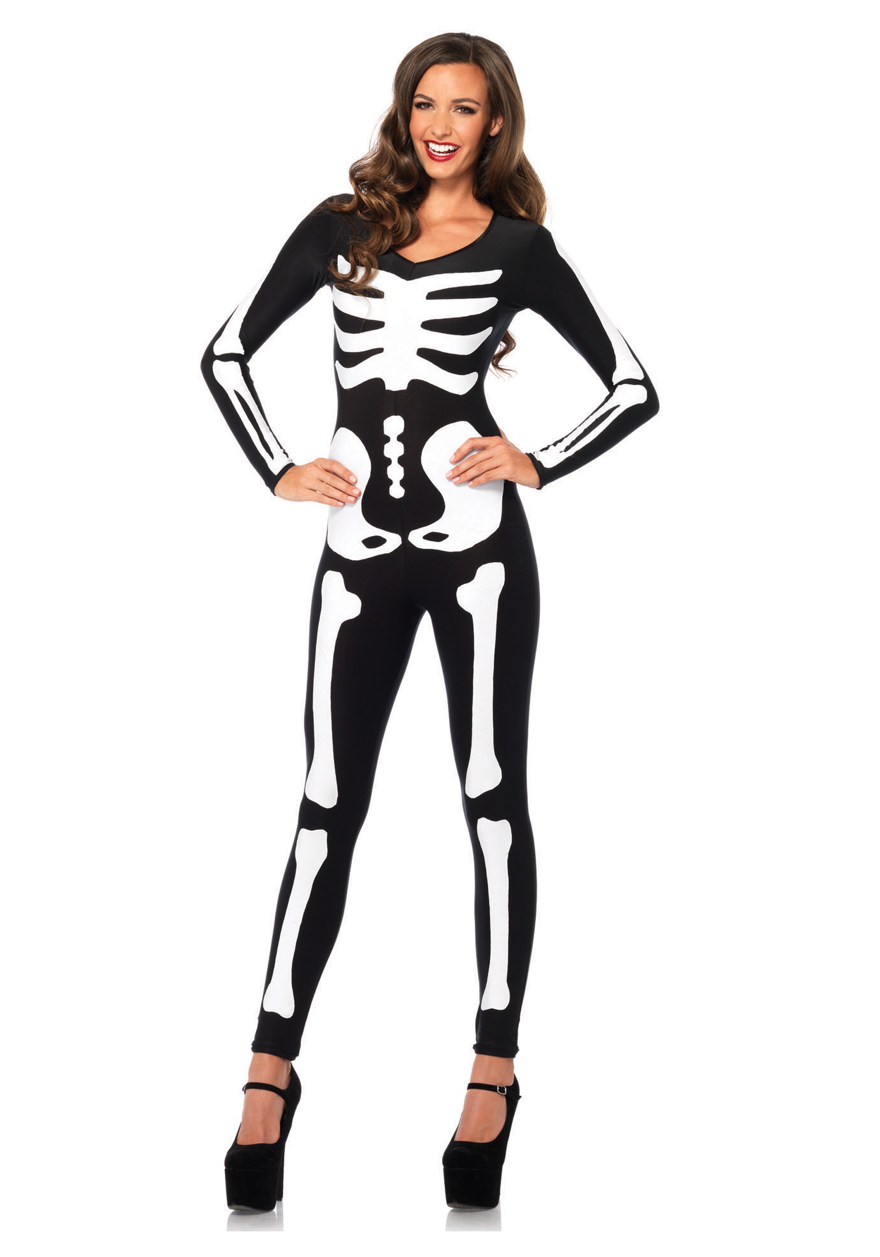 Image of Glow In the Dark Skeleton Catsuit for Women ID LE85346-M
