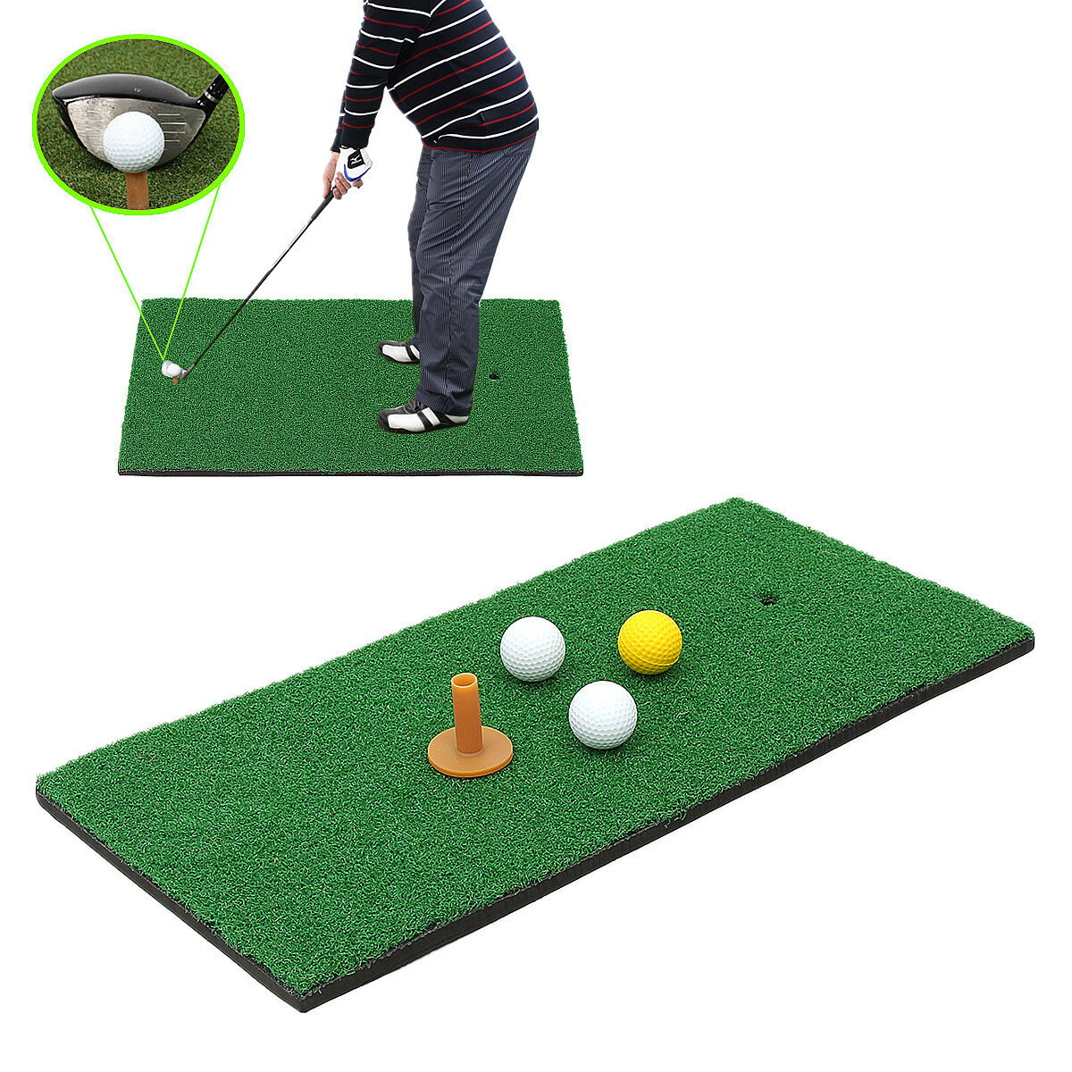 Image of Golf Putting Training Mats Nylon Turf Chipping Driving Practice Mat Indoor