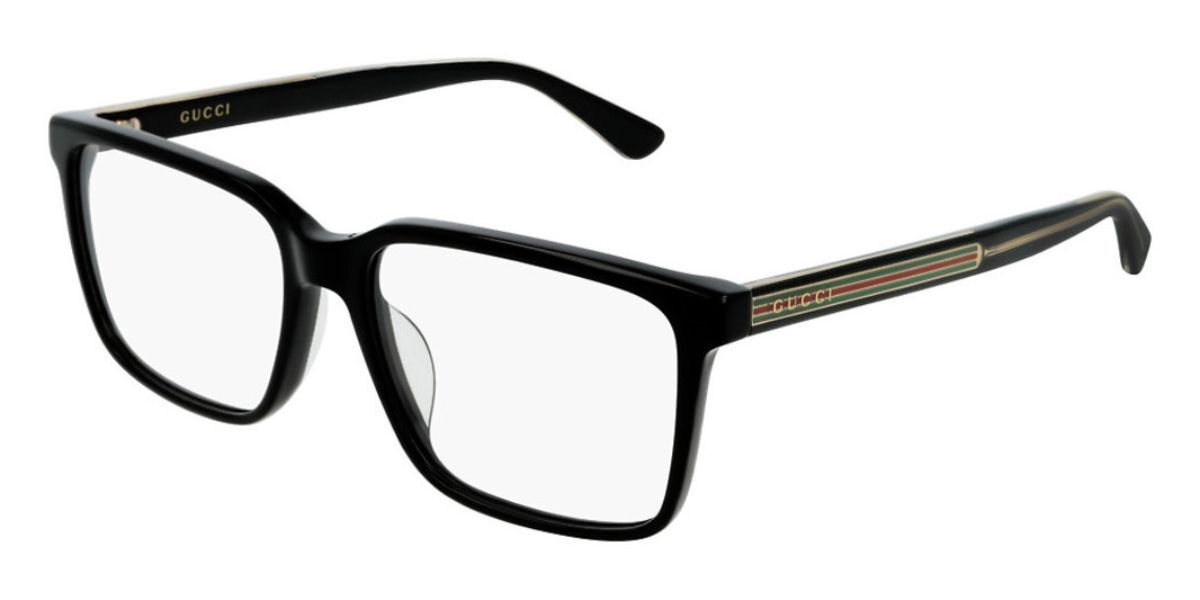 Image of Gucci GG0385OA Formato Asiático 001 Óculos de Grau Pretos Masculino BRLPT