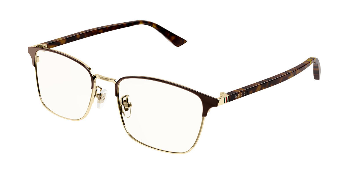 Image of Gucci GG1124OA Formato Asiático 002 Óculos de Grau Marrons Masculino BRLPT