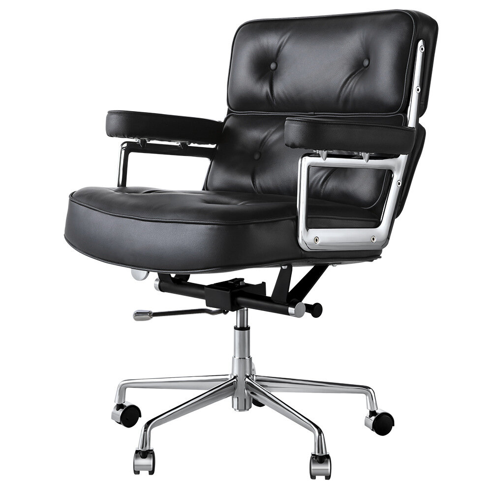 Image of HJ205 Lobby Office Chair High Back Computer Chair Ergonomic Cowhide PU Leather Adjustable Height Modern Chair for Office