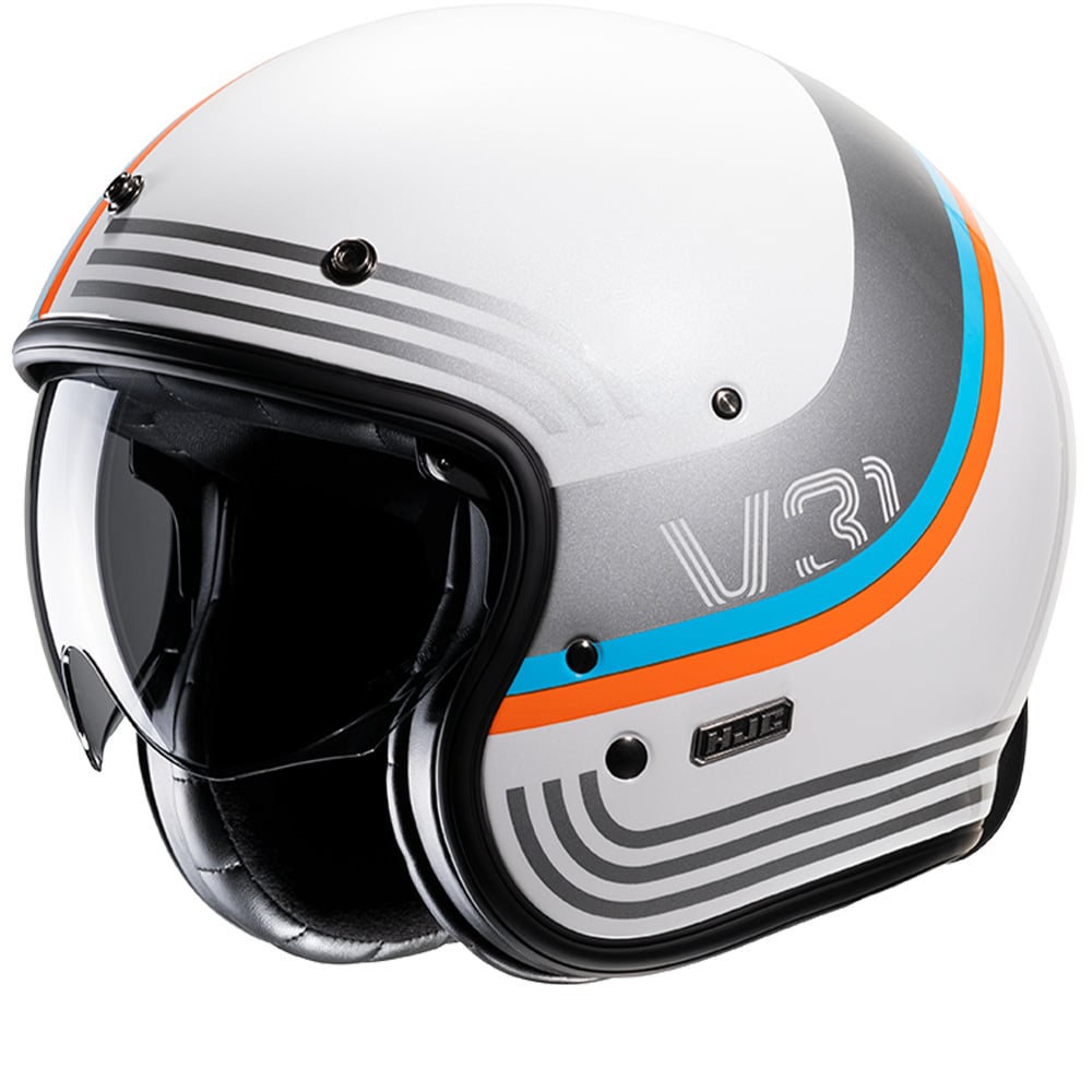 Image of HJC V31 Byron White Grey MC27 Open Face Helmet Size XS EN