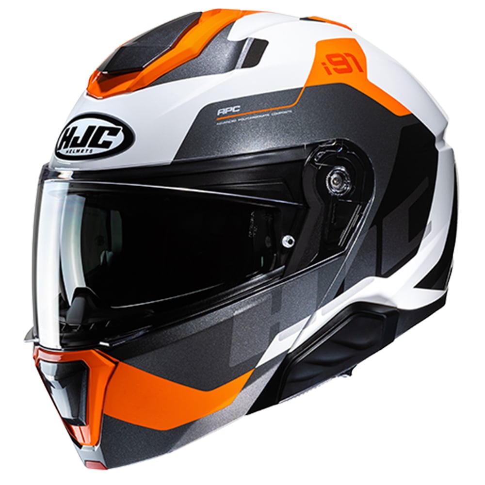 Image of HJC i91 Carst White Orange Modular Helmet Taille XS