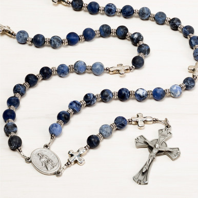 Image of Handmade Blue and Silver St Peregrine Rosary