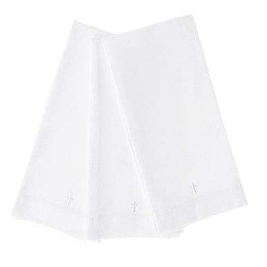 Image of Handmade Irish Linen Lavabo Towels with White Latin Cross - Set of 3