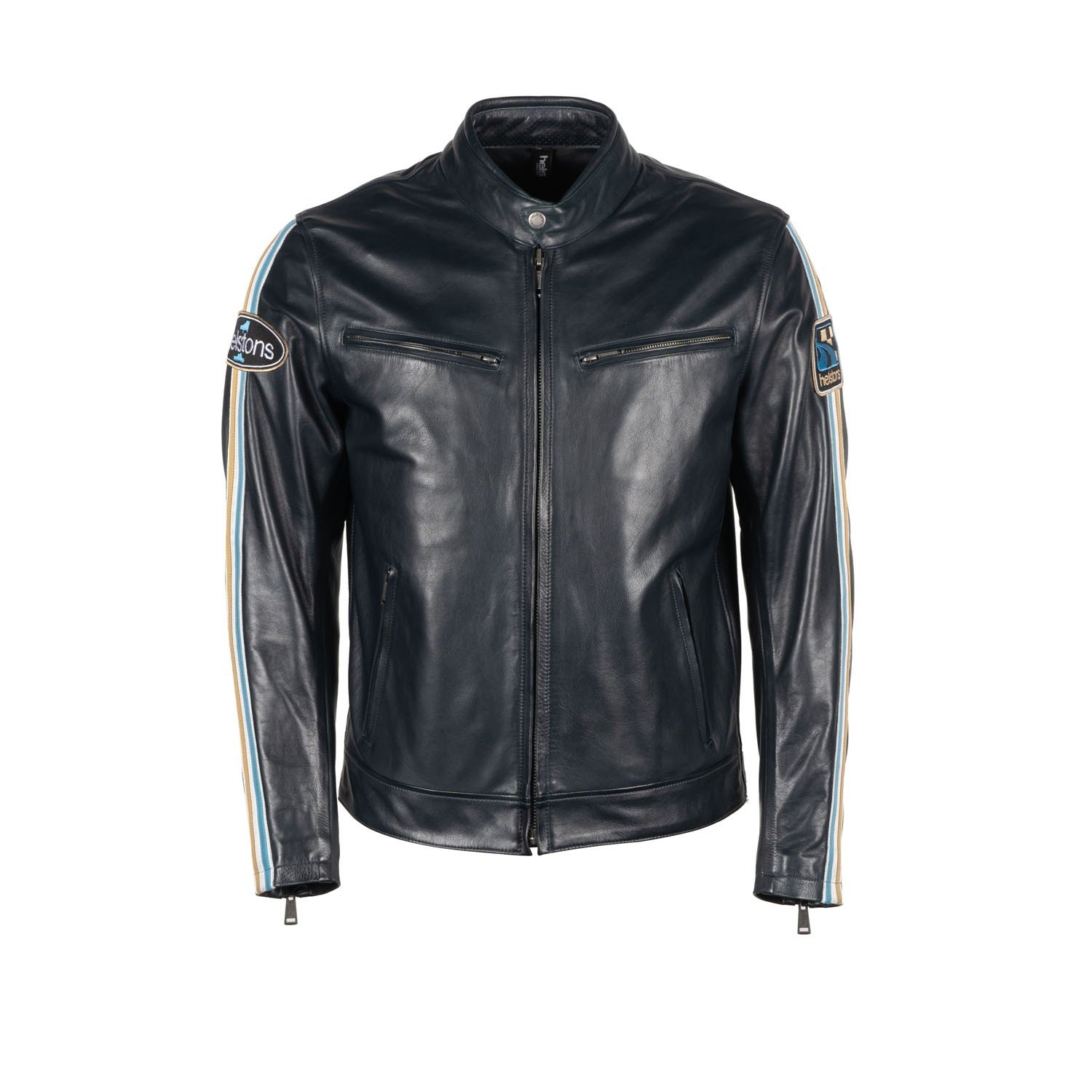 Image of Helstons Race Leather Aniline Jacket Blue Size M ID 3662136083196