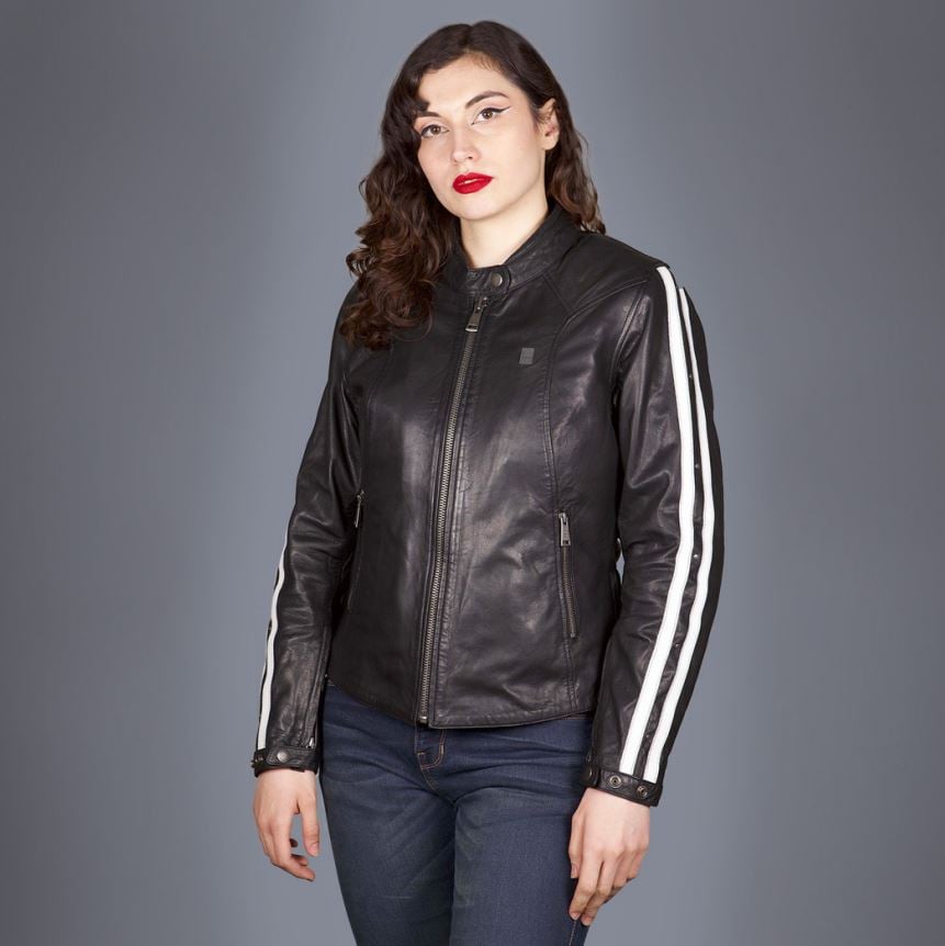 Image of Helstons Victoria Leather Jacket Rag Black Jacket Size S EN